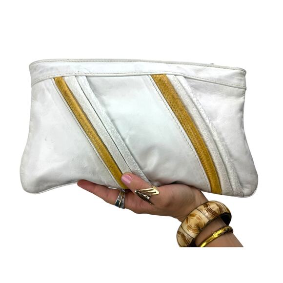 Vintage Handbags - 1960's SAN MARCO genuine white leather with snakeskin trim purse